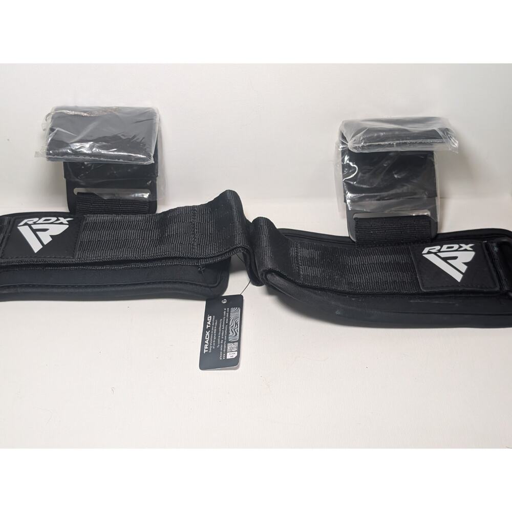 RDX Weight Lifting Straps Wrist Support Gym Deadlift Pull Straps Pair Black